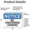 Signmission No Unattended Cooking, 5 in W x Rectangle, Vinyl Decal OS-2PACK-NS-D-35-L-15019 - alternate 2